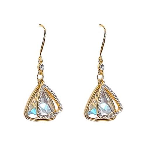 Triangle blue pendant earrings retro baroque geometric earrings fashion wild temperament earrings 2021 new Jewelry Earrring