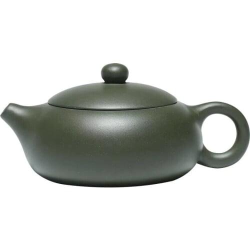Yixing Purple Clay Teapot Handmade Raw Ore Green Clay Flat Xishi Household Teapot 220ml Drinkware Teaware For Drink Tea
