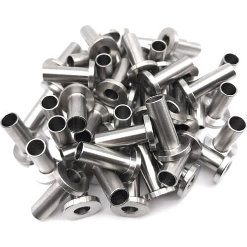 Stainless Steel Protector Sleeves For 1/8 Inch Cable Railing , Wood Posts , Diy Balustrade T316 Marine Grade 64 Pack