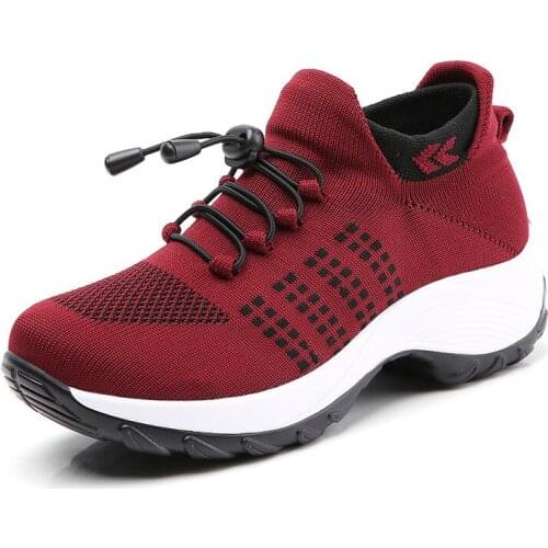 Large Size Womens Shoes Casual Shoes Air Cushion Woven Sports Soles Fashionable and Comfortable Breathable Mesh