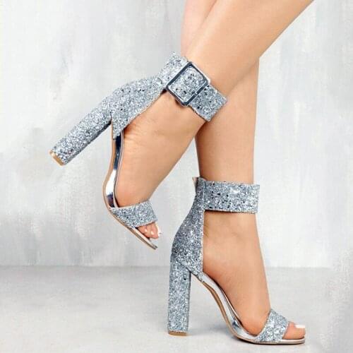 New Hot Ladies Summer High Heels Evening Sandals Party Shining Sandals Women Fashion Wedding Crystal Shoes Woman