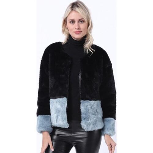 Savabien 2019 Winter New Long Sleeve Patchwork Short Faux Fur Coat Furry Elegant Streetwear Festival Ladies Fur Jacket Overcoat