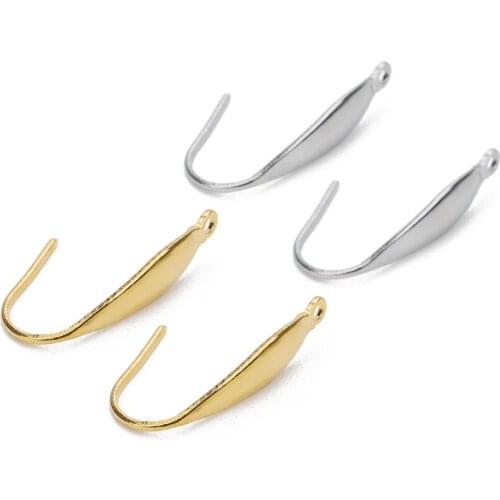 10pcs/lot Gold Silver Color Stainless Steel Ear Wires Hooks DIY Stud Earrings Hooks Wire For Women Jewelry Findings 20.5x13mm