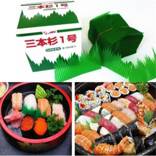 1000pcs/Box Green Leaf Japanese Food Sushi Decoration Leaves Sushi Grass Creative Plastic Leaf Sashimi Decor Tools