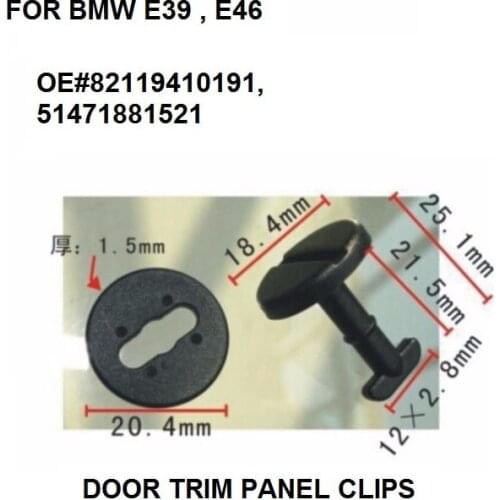 10X Floormat Twist Lock Clip and Washer, Black for BMW E39 , E46 Door Trim Panel Clips OE 82119410191, 51471881521 Holder