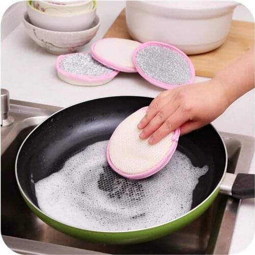 2/5/10 Pcs Double Sided Dish Washing Towel Bowl Pot Pan Round Cleaning Sponges Wash Brushes Scouring Pads Cleaner Kitchen Tool