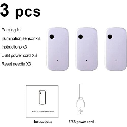 3pcs Tuya Smart Home 180 ° WIFI Illuminance Sensor Smart WiFi Brightness Sensor Smart Life Charging USB Light Sensor