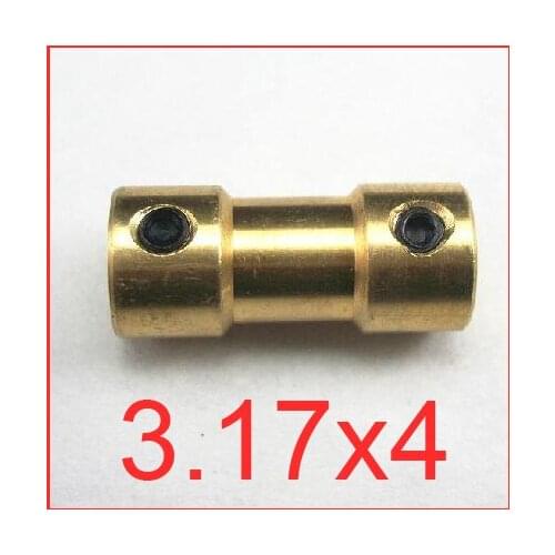 30pcs/lot 3.17x4mm CNC Motor Jaw Copper Shaft Coupling 3.17mm to 4mm brass Coupler, model ship model airplane Motor connector