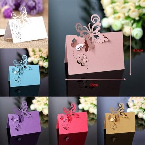 3D Butterfly Wedding Party Decor Place Cards Laser Cut Hollow Pattern Lace Shape Wedding Event Table Name Card Flower Decoupage