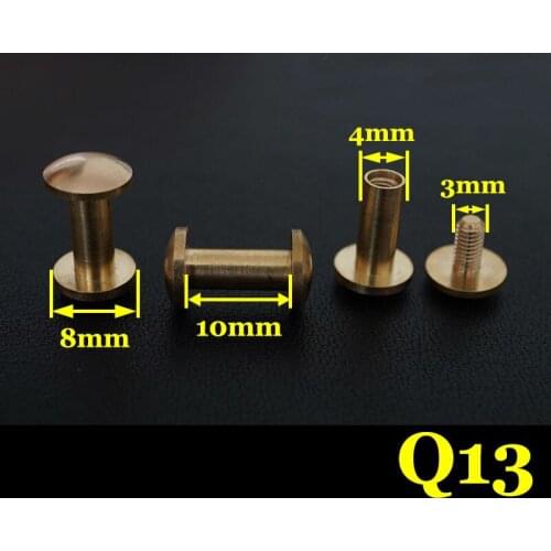 50pc Q13-8x10 Solid Brass belt screw Chicago Screw Leathercraft
