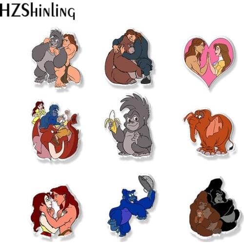 2021 New Kawaii Tarzan Cartoon Movies Jenny Tarzan Karna Apes Handcraft Epoxy Resin Brooch Badge Pins