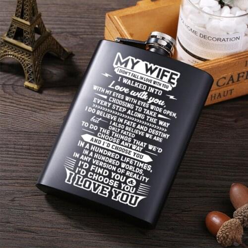 To My Wife Hot sale portable stainless steel hip flask alcohol bottle travel whiskey alcohol liquor bottle flagon Male Small Min