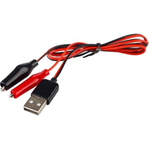 For Alligator Test Clips Leads Clamp to USB Male Connector Power Supply Adapter Crocodile Wire Cable Red and Black