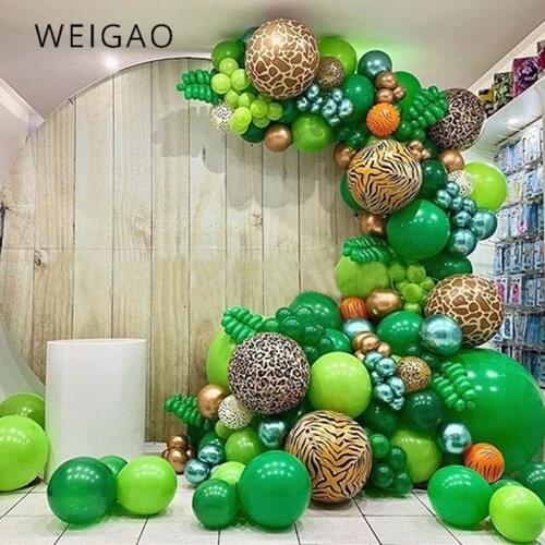 Jungle Animal Printed Foil Balloons Safari Theme Kids Boy Birthday Party Decor Leopard Latex Air Globos Baby Shower Decoration