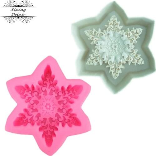 DIY cake tool snowflake shape silicone mold dessert decoration paper cup cake fudge polymer clay resin soap mold