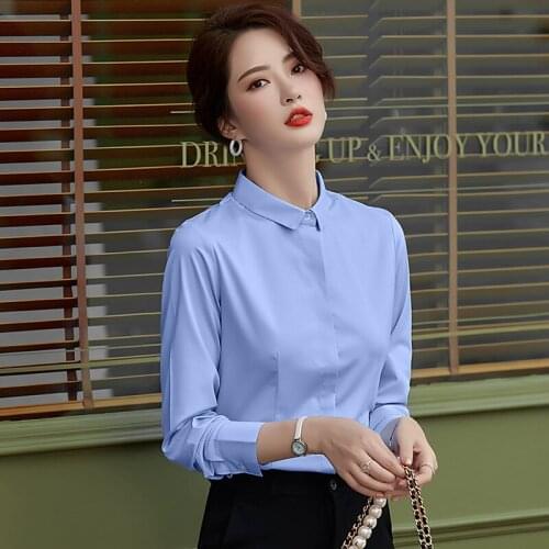 IZICFLY New Autumn Spring Plus Size Ladies Tops Fashion Korean Shirt Slim Casual Office Elegant White Blouse Women Work Wear