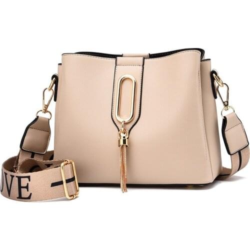 Korean Bucket Bag Women Strap Single Shoulder Bag 2021 Fashion Messenger Bag Women PU Leather Bag Designer Handbag