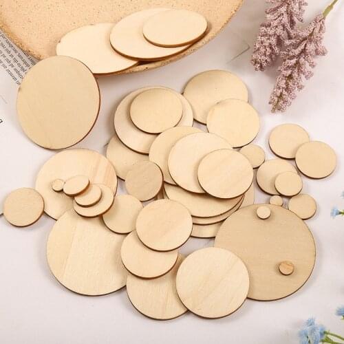 3-100Pcs Unfinished Round Wood Slices 1cm-10cm DIY Crafts Wooden Circle Discs Christmas Jewelry Painting Wedding Ornament Decor