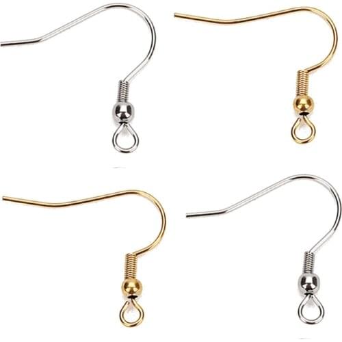 50pcs/lot Gold Steel Tone Anti-allergenic Stainless Steel Surgical Earring Hooks for women Earring Making Accessories Hand Made