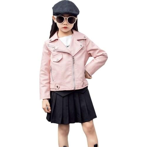 Boys Girls Leather Jackets Kids 2020 Spring Autumn New Faux Leather Coats Children Zipper Fashion Tops Clothes