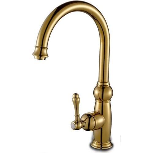 L15970 - Luxury Deck Mounted Gold Color Brass Material Kitchen Sink Faucet