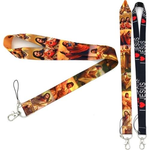 Love Jesus Christ Neck Strap Keychain Lanyard for Key Chain USB Gym ID Card Badge Holder Neckband Mobile Phone DIY Hang Rope