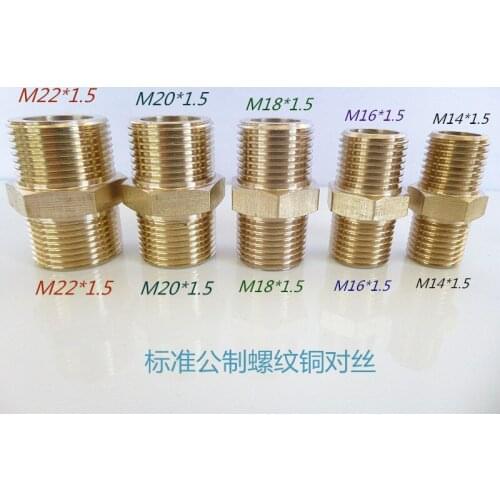 M14 16 18 20 22 Bras Hex Nipple Connector Water Gas Fuel Oil