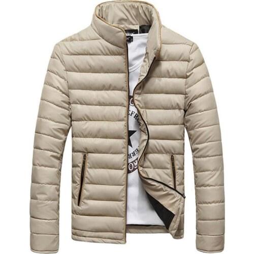 Autumn Winter Men Coat 2019 New Design Men Fashion Parka Coat Stand Collar Warm Jacket 4 Solid Colors Asian Size