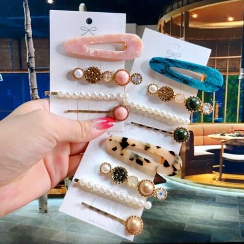 Women Hair Clip Set Korean Hairpin Hair Accessories Elegant Crystal Acrylic Barrette Fashion Hairgrips For Girl Headwear Jewelry
