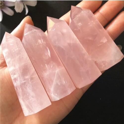 Natural Rock Pink Rose Quartz Crystal Wand Point Healing high quality Mineral Stone Collection Decor for home