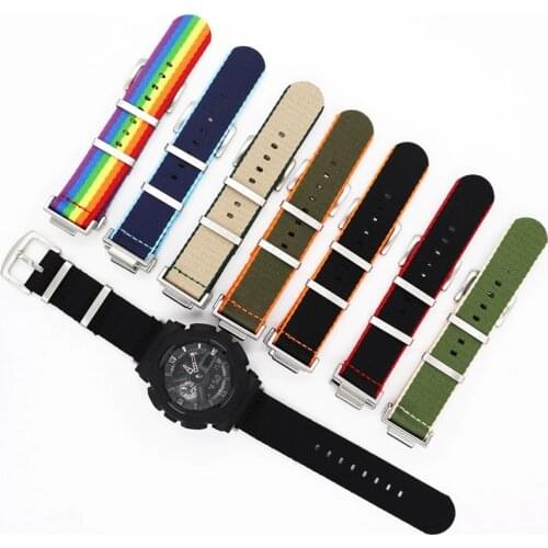 Nylon Watch Strap for Casio G-Shock GA-110/100/120/400/700 GA2100 GD-100/110/120 GX-56BB DW-5600 M5610 with Refit Connector