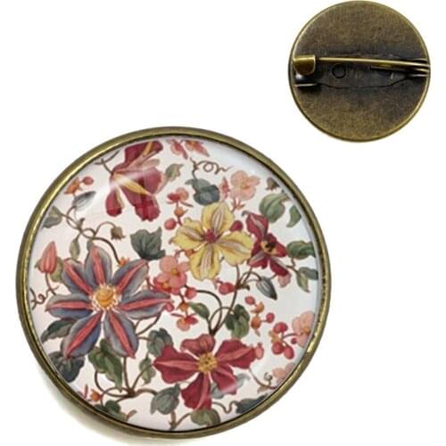 Charm Henna Yoga Amulet Ladies Brooch Glass Cabochon Collar Pins Jewelry Mandala Flower Bohemia Ladies Women Men Gift