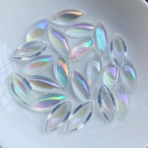 Wholesale 9*20mm Flatback Horse eye Gems Crystal AB Rhinestones Clear Acrylic Crystal Stones Non Sewing Beads 320pcs -HW08