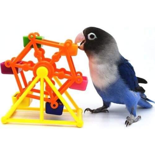 Bird Foraging Toys Creative Parrot Feeder Rotate Training Toys Intelligence Growth Cage Colorful Pecking Windmill Toy