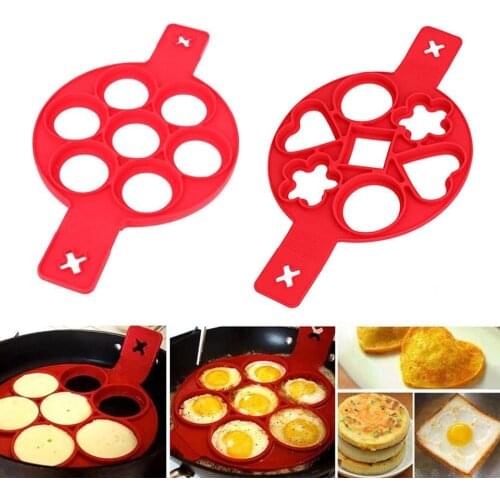 Silicone Non Stick Fantastic Egg Pancake Maker Ring Heart Stars Round Kitchen Baking Egg Moulds Flip cooker Egg Ring Mold