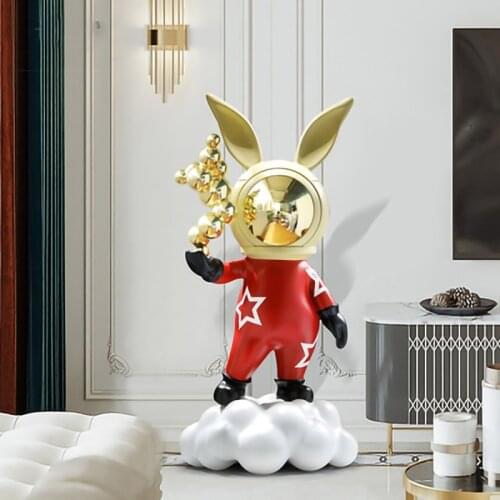Cartoon Rabbit Sculpture Figurine Resin Statue Living Room Decoration Art Statue Photographic Props Nordic Home Decor Accessorie
