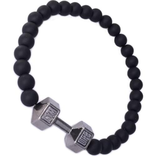Stylish Factory Direct Selling Inspire Fitness Gym Life Barbells Beads Bracelets Bangles Jewelry For Male