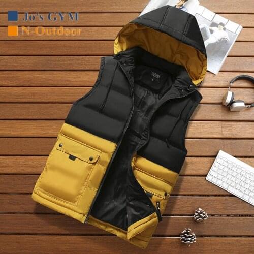 Outdoor Warm Winter Thicken Hooded Soft Shell Men Vest Jacket Multicolor Leisure Comfortable Slim Fit Coat Windproof Waterproof