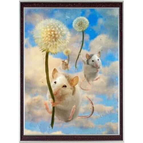 Dandelion and Flying Squirrel Animal Needlework,Bricolage Aida Cross stitch,Embroidery kits Canvas Patterns,DIY Handmade Decor