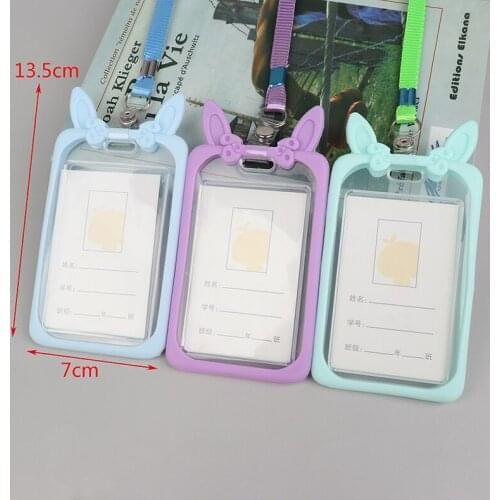 High Quality Credit Card ID Holder Cute Cartoon Silicone Bus Card Case Key Holder Ring Luggage Tag
