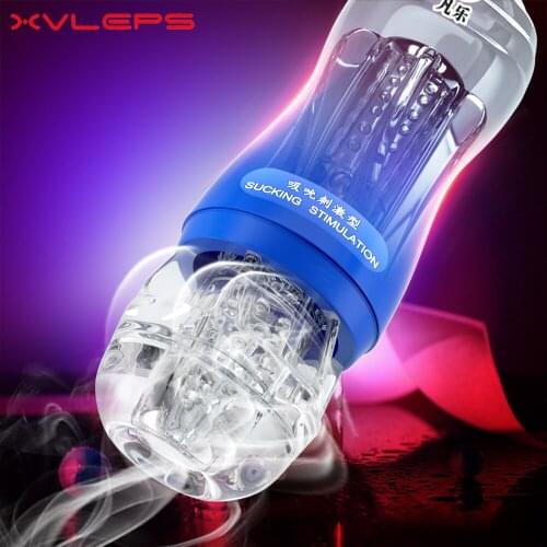 Xvleps Masturbation Cup for Men Pocket Pussy Realistic Vagina Male Masturbator Penis Sucking Machine Glans Exercise Tool Sex Toy