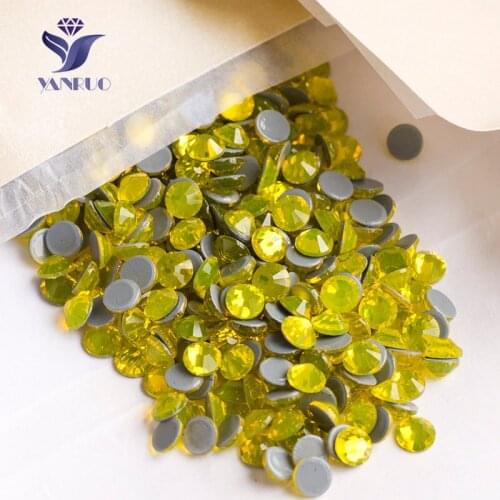YANRUO 2058HF SS20 4.6-4.8mm Citrine Loose Rhinestones Hotfix Strass Glass Rhinestones Crystal For Clothing