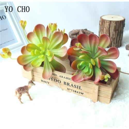 YO CHO 1PC 2 Color Artificial Lotus Succulents Micro Landscape For Office Home Garden Party Decor DIY Fake Grass Bonsai Plants