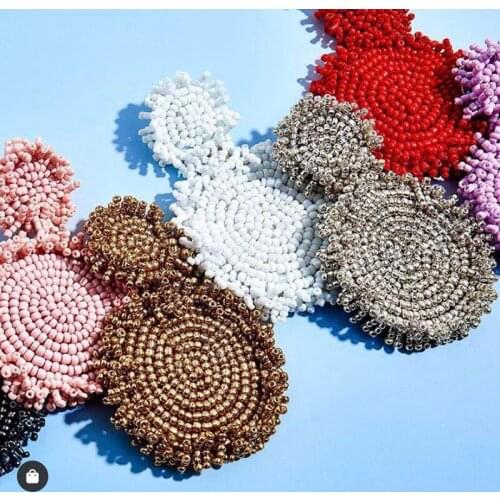 LUNA CHIAO Women Bijoux Jewelry Accessories Earring Bohemian Boho Handmade Seed Beads Flower Drop Statement Earrings