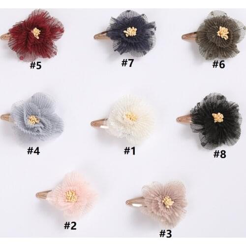 Bulk 24pc/lot New 3.2" Lace Flower Hair Clips,Flower Hairpins Hair Barrettes Children Girls Accessories