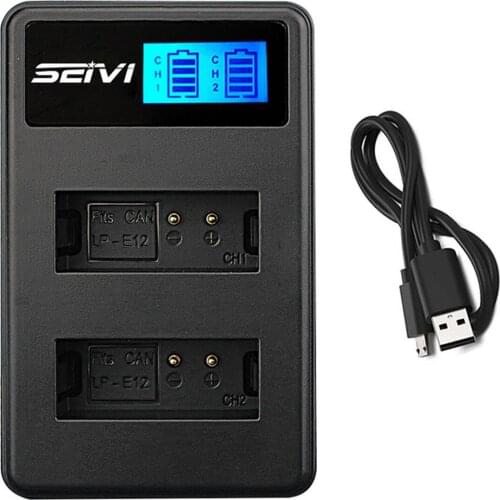LCD USB Dual Battery Charger for Canon LP-E12, LP-E 12, LPE12, LCE12, LC-E12, LC-E12E