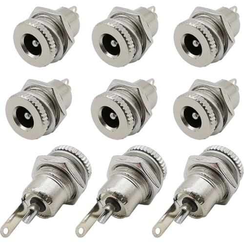 DC-099 5.5mm x 2.1mm 5.5X2.5mm DC Power Female Jack Socket Panel Mount Connector Metal Silver DC Connector 5.5*2.1 5.5*2.5