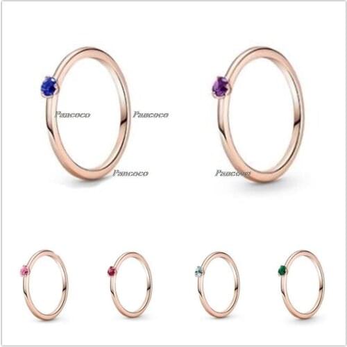 Authentic 925 Sterling Silver Colours Red Solitaire Rings For Women Wedding Party Gift Europe Fashion Jewelry