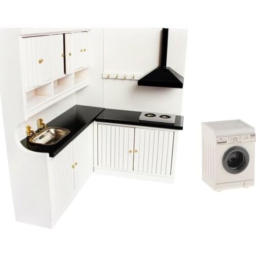 1:12 Doll House Washing Machine w/ Sink Cabinet +Stove Cabinet Furniture