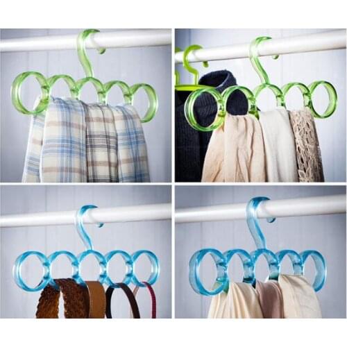 1PC Simple Scarf Plastic Hanger Nordic Hanger 5 Ring Round Necktie Clothes Silk Scarf Storage Rack NH 003
